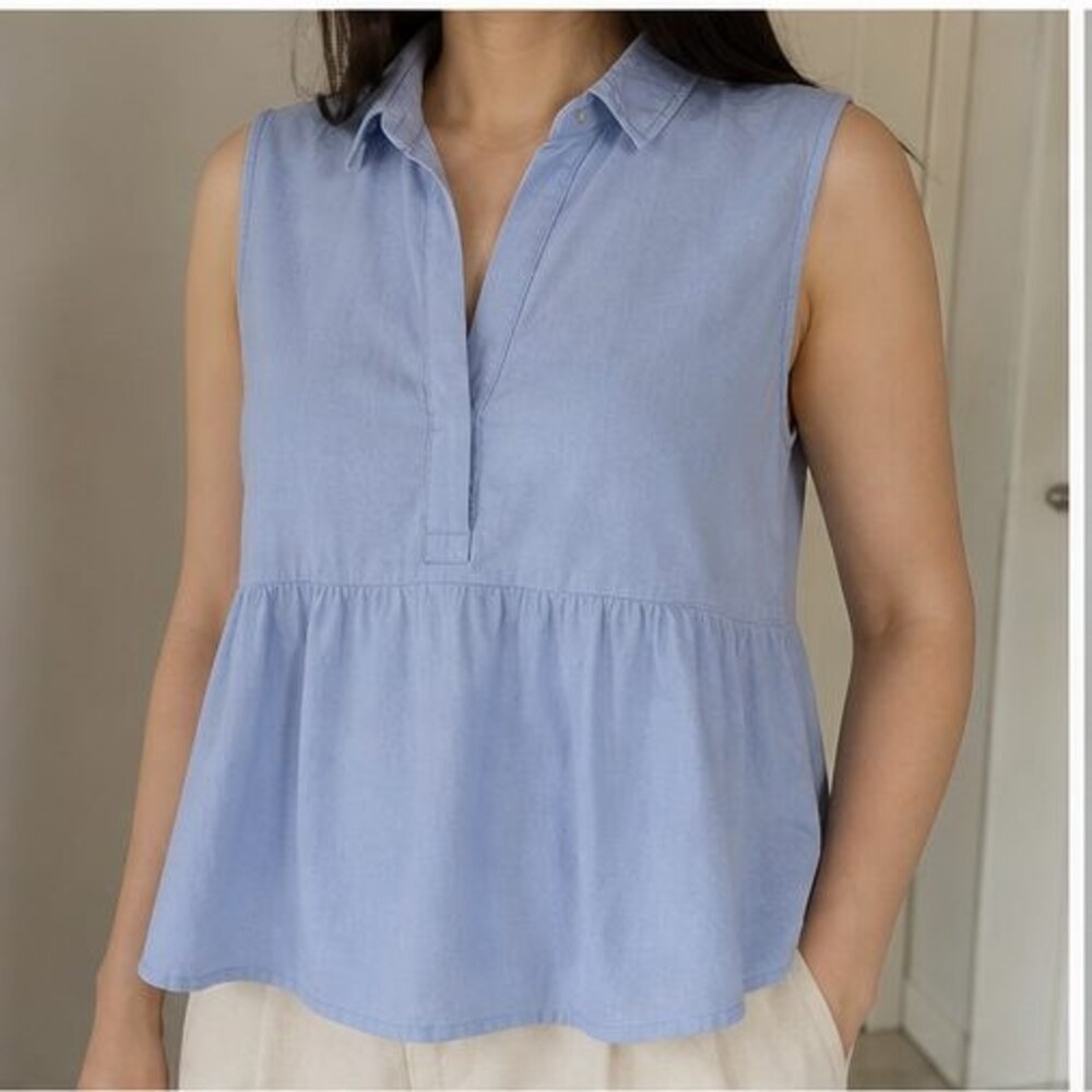 Blue Button Blouse - Picture 2 of 6